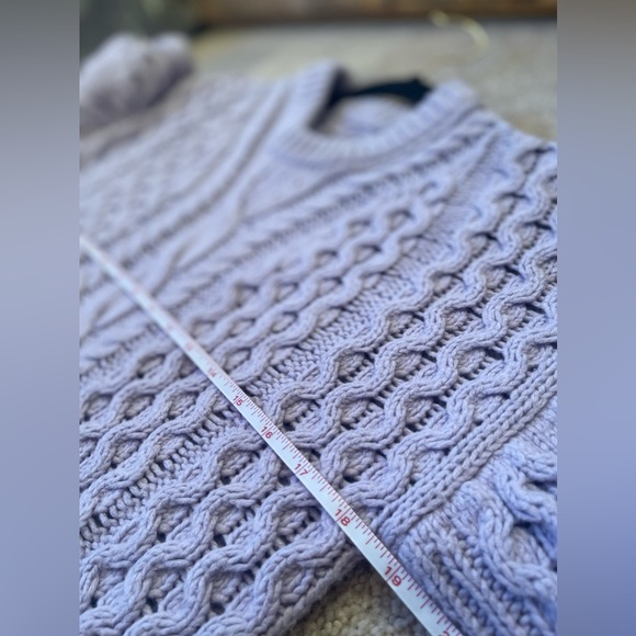 A.L.C Serena Blouson-Sleeve Cable-Knit Lavender Sweater Size M - Picture 8 of 11